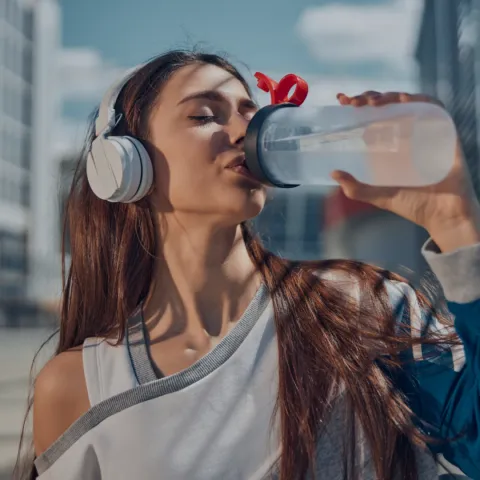 Mulher bebendo água